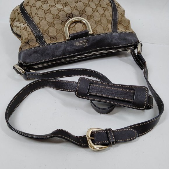 100% Authentic Gucci Brown Canvas Crossbody Bag - Picture 4 of 9
